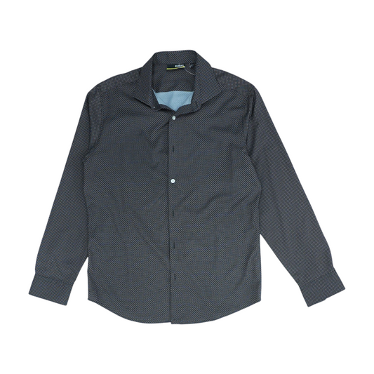 Black Print Long Sleeve Button Down