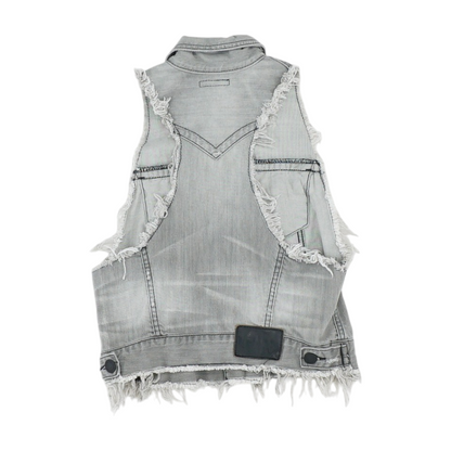 Blue Solid Casual Vest