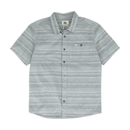 Gray Striped Short Sleeve Button Down