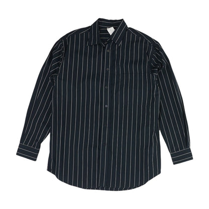 Navy Striped Long Sleeve Button Down
