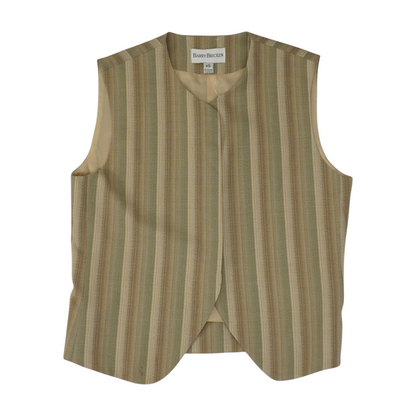 Beige Striped Casual Vest