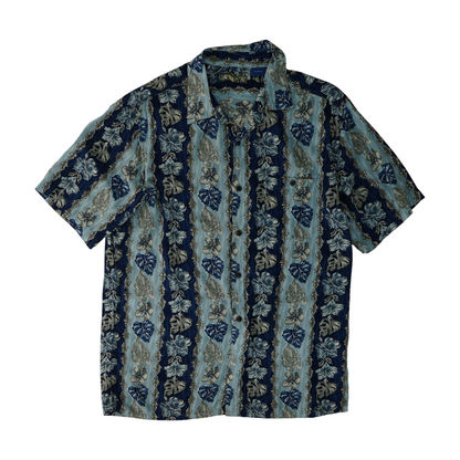 Blue Tropical Short Sleeve Button Down