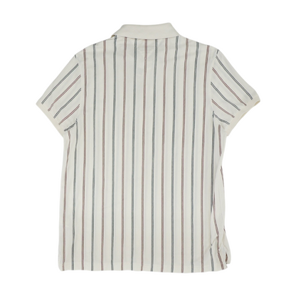 White Striped Short Sleeve Polo