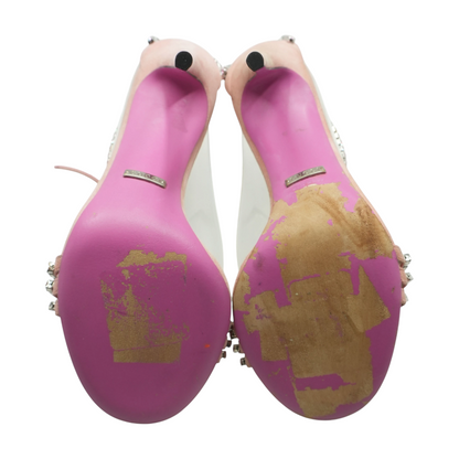 Pink Isle Crystal Embellished Suede Ankle Strap Sandals