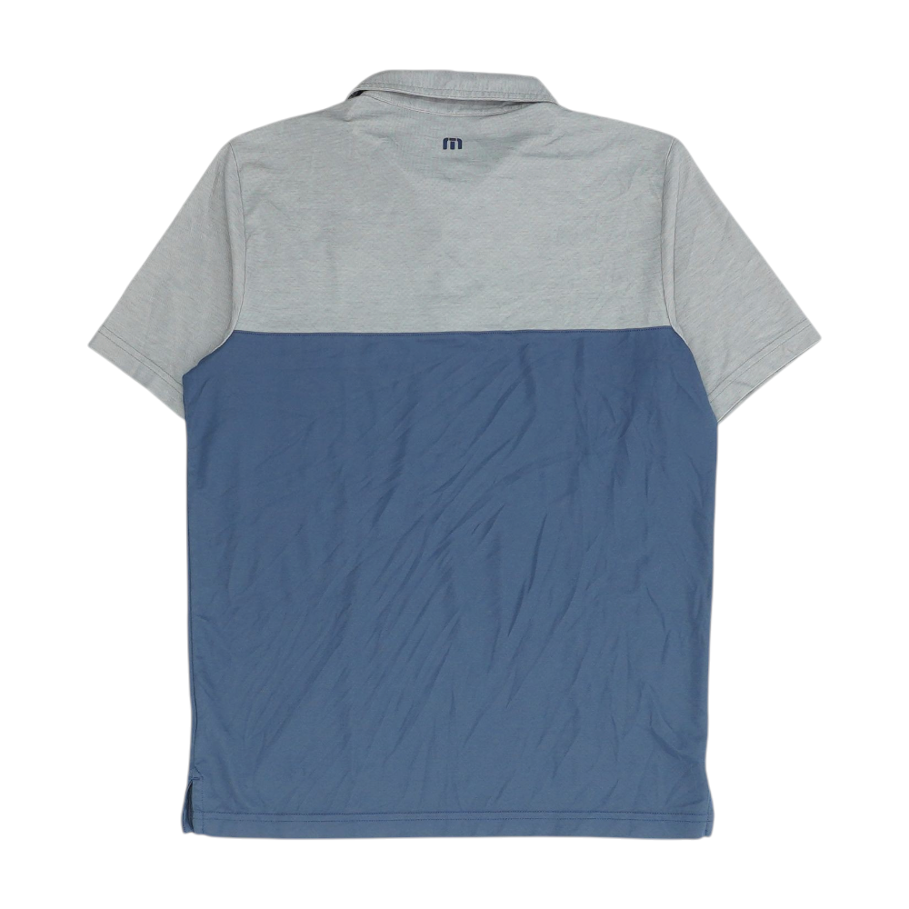 Blue Color Block Short Sleeve Polo
