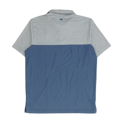 Blue Color Block Short Sleeve Polo