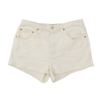 White Solid Denim Shorts