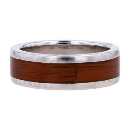 Sterling Silver Wood Band Ring