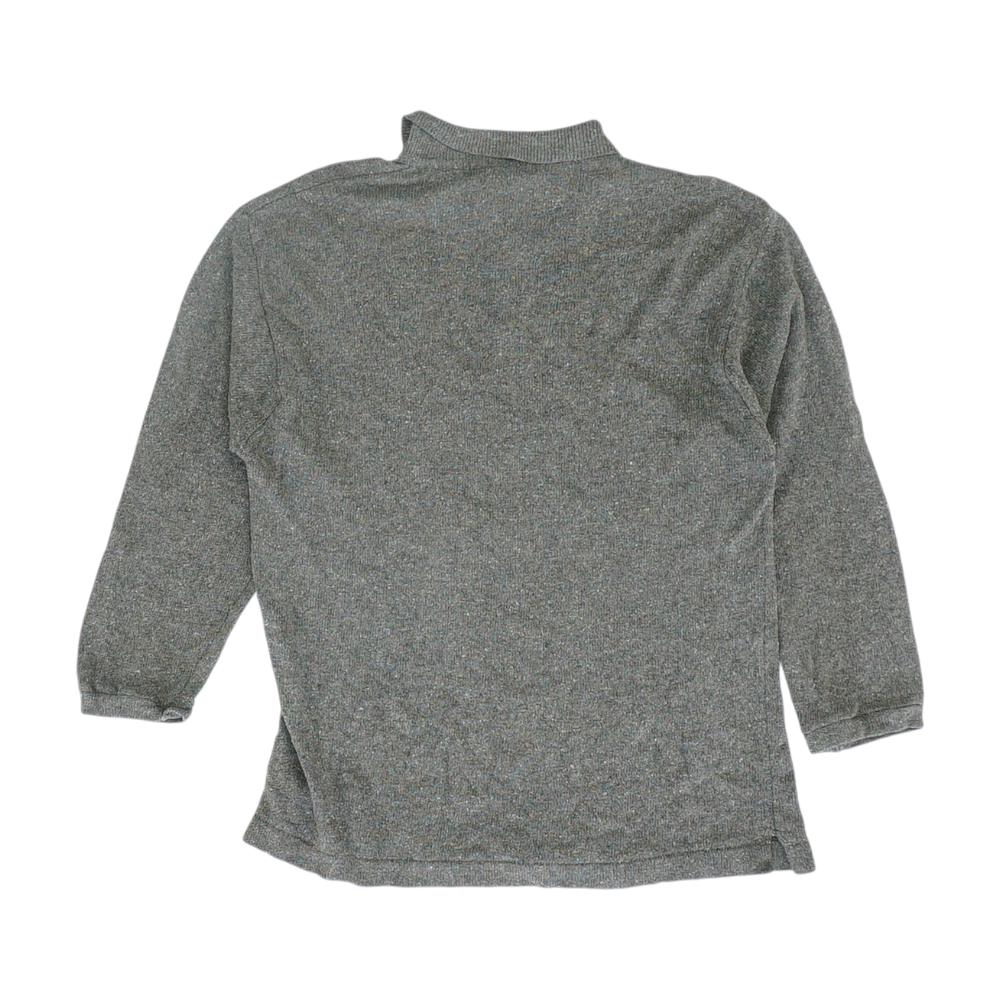 Gray Solid Long Sleeve Polo