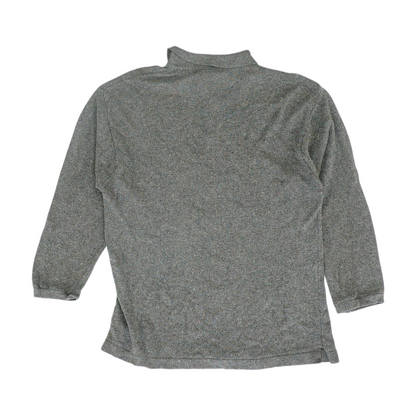 Gray Solid Long Sleeve Polo