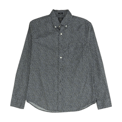 Navy Print Long Sleeve Button Down