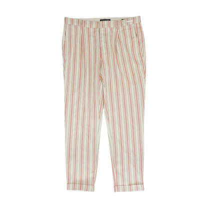 Beige Striped Regular Pants