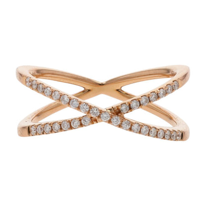 1/5 Ct 18K Rose Gold Diamond Crossover Stackable Ring