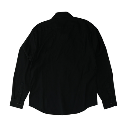 Black Solid Long Sleeve Button Down