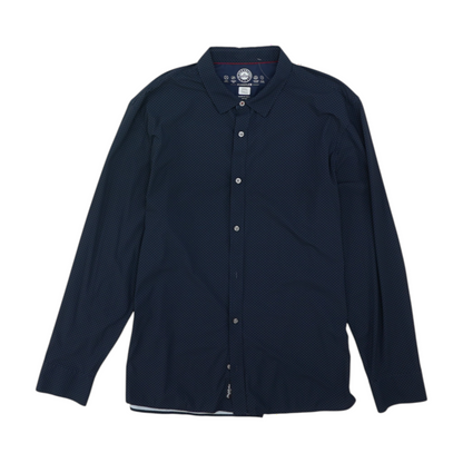 Navy Tall Polka Dot Long Sleeve Button Down