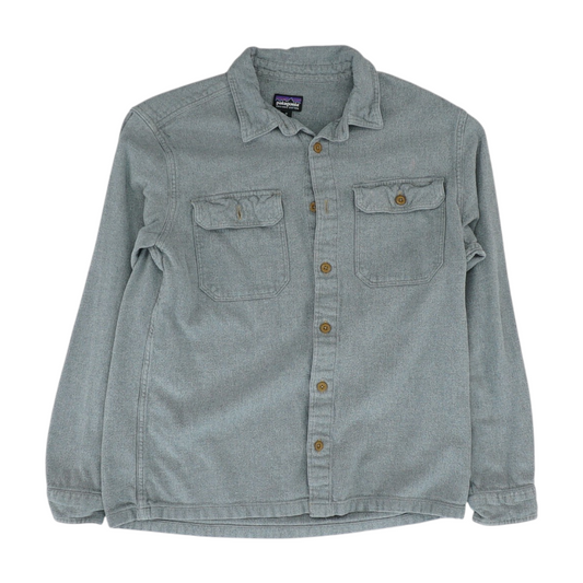 Gray Solid Flannel Button Down
