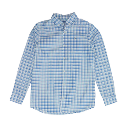 Blue Plaid Long Sleeve Button Down