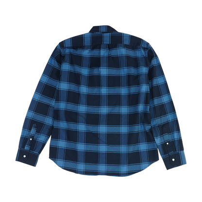 Navy Plaid Long Sleeve Button Down