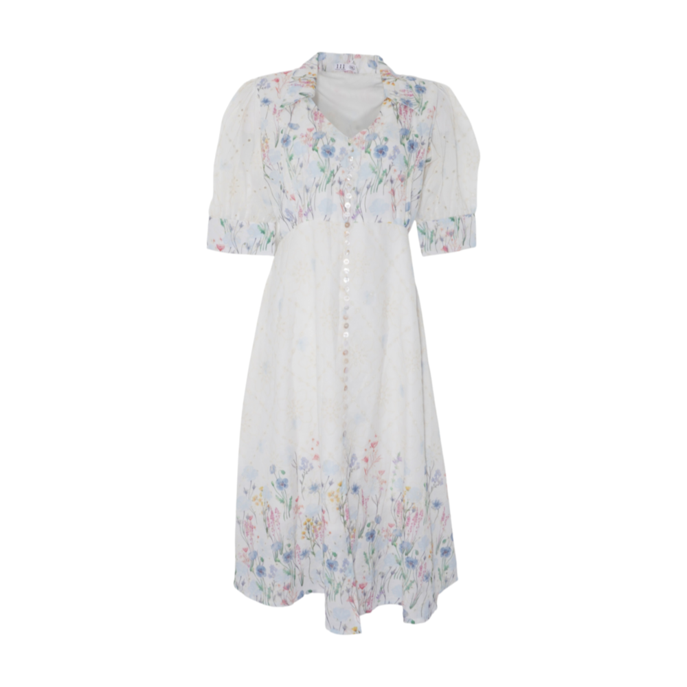 111 White Floral Midi Dress – Image 1