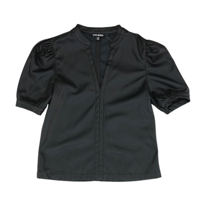 Black Solid Short Sleeve Blouse