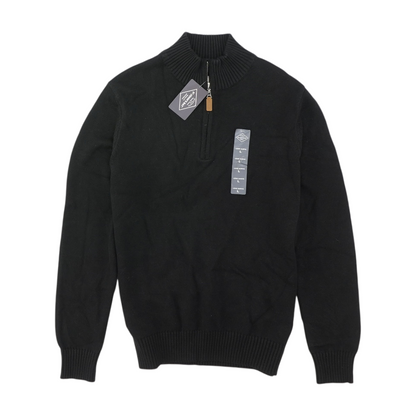 Black Solid 1/4 Zip Sweater