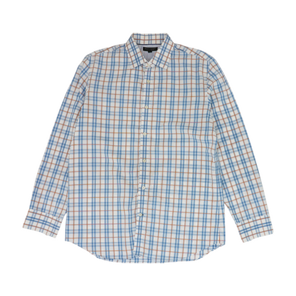 White Plaid Long Sleeve Button Down