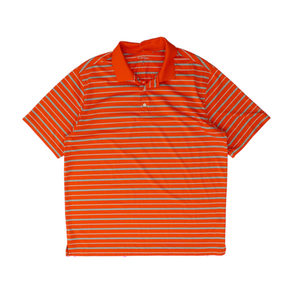 Orange Striped Short Sleeve Polo