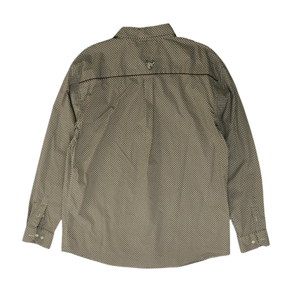 Brown Print Long Sleeve Button Down