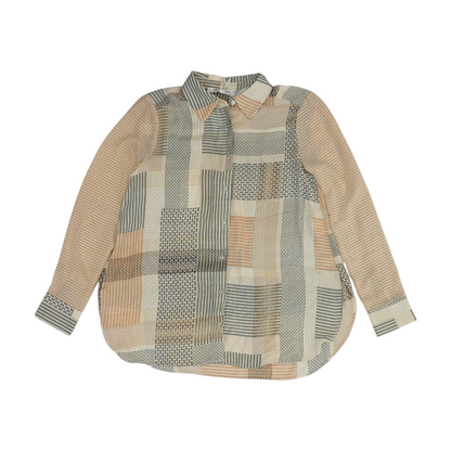 Beige Abstract Button Down