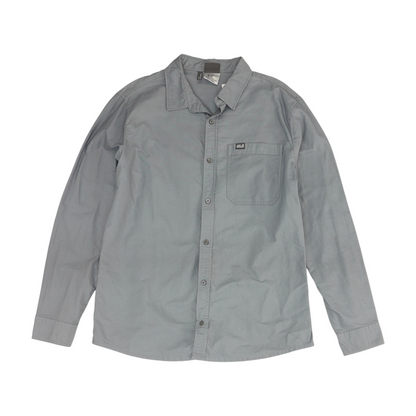 Gray Solid Long Sleeve Button Down