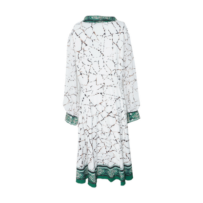 White Geometric Midi Dress