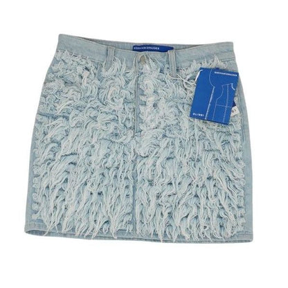 Blue Solid Midi Skirt