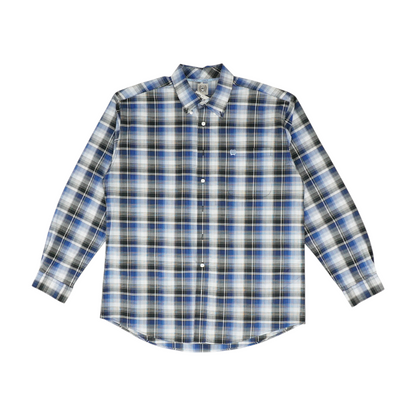 Blue Plaid Long Sleeve Button Down