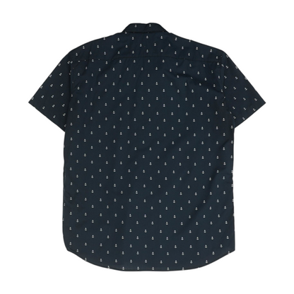 Navy Print Short Sleeve Button Down