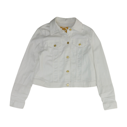 White Solid Denim Jacket