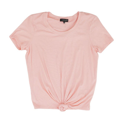 Pink Solid Crewneck Knit Top