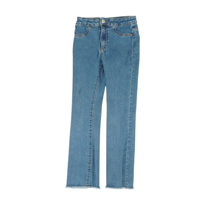 Blue Solid Straight Jeans