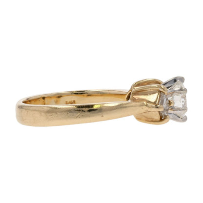 3/4 Ct 14K Gold Round Diamond Solitaire Princess Cut Engagement Ring