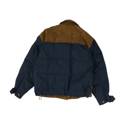 Brown Color Block Leather Jacket