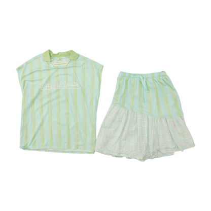 Green Striped Sleeveless Set