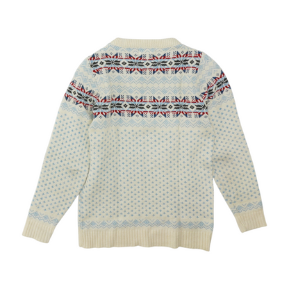 Vintage White Print Pullover Sweater
