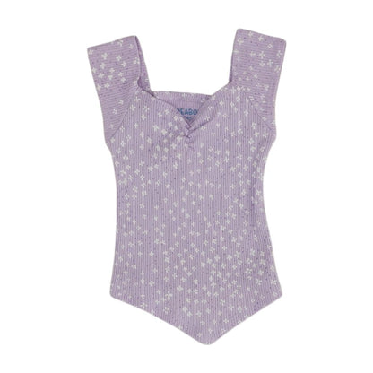 Purple Floral V Neck Knit Top