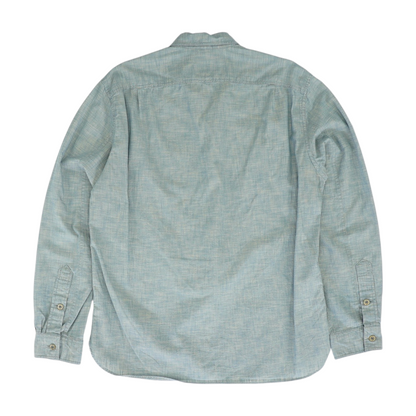 Blue Solid Long Sleeve Button Down