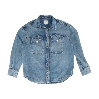 Blue Solid Denim Jacket