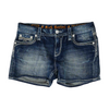 Blue Solid Denim Shorts