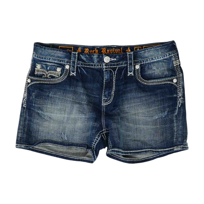 Blue Solid Denim Shorts