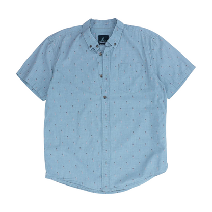 Gray Print Short Sleeve Button Down