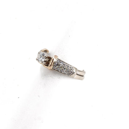 14K Two Tone Gold Soldered Round Diamond Center And Accents Engagement Ring Set