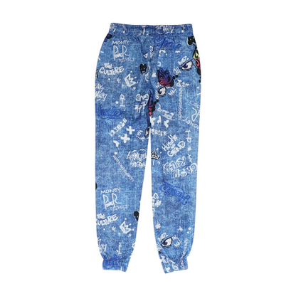 Blue Graphic Regular Pants