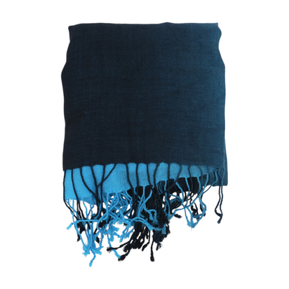 Blue Color Block Wool Scarf